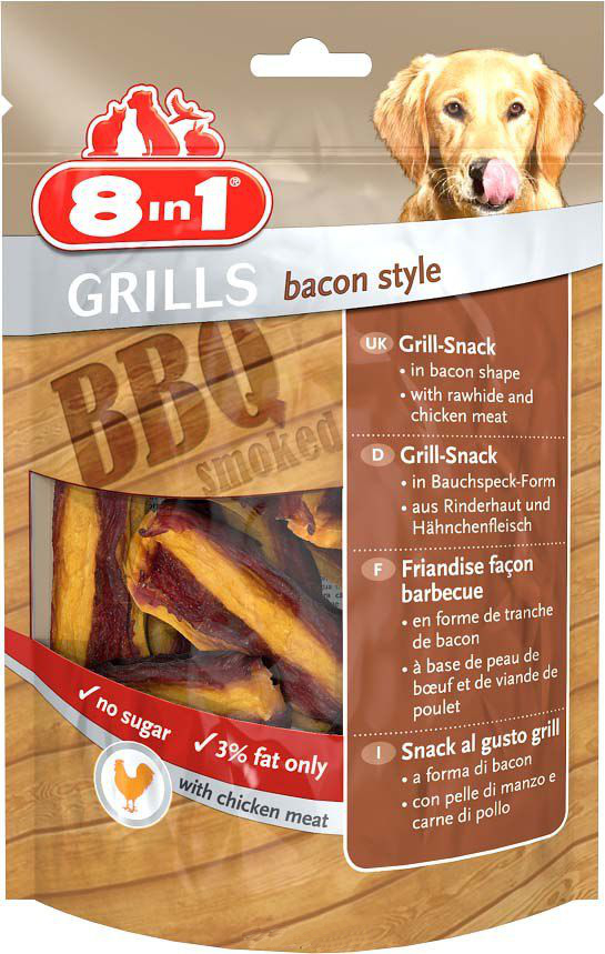 Grills Bacon гриллс снеки в виде бекона из говяжьей кожи и куриного мяса