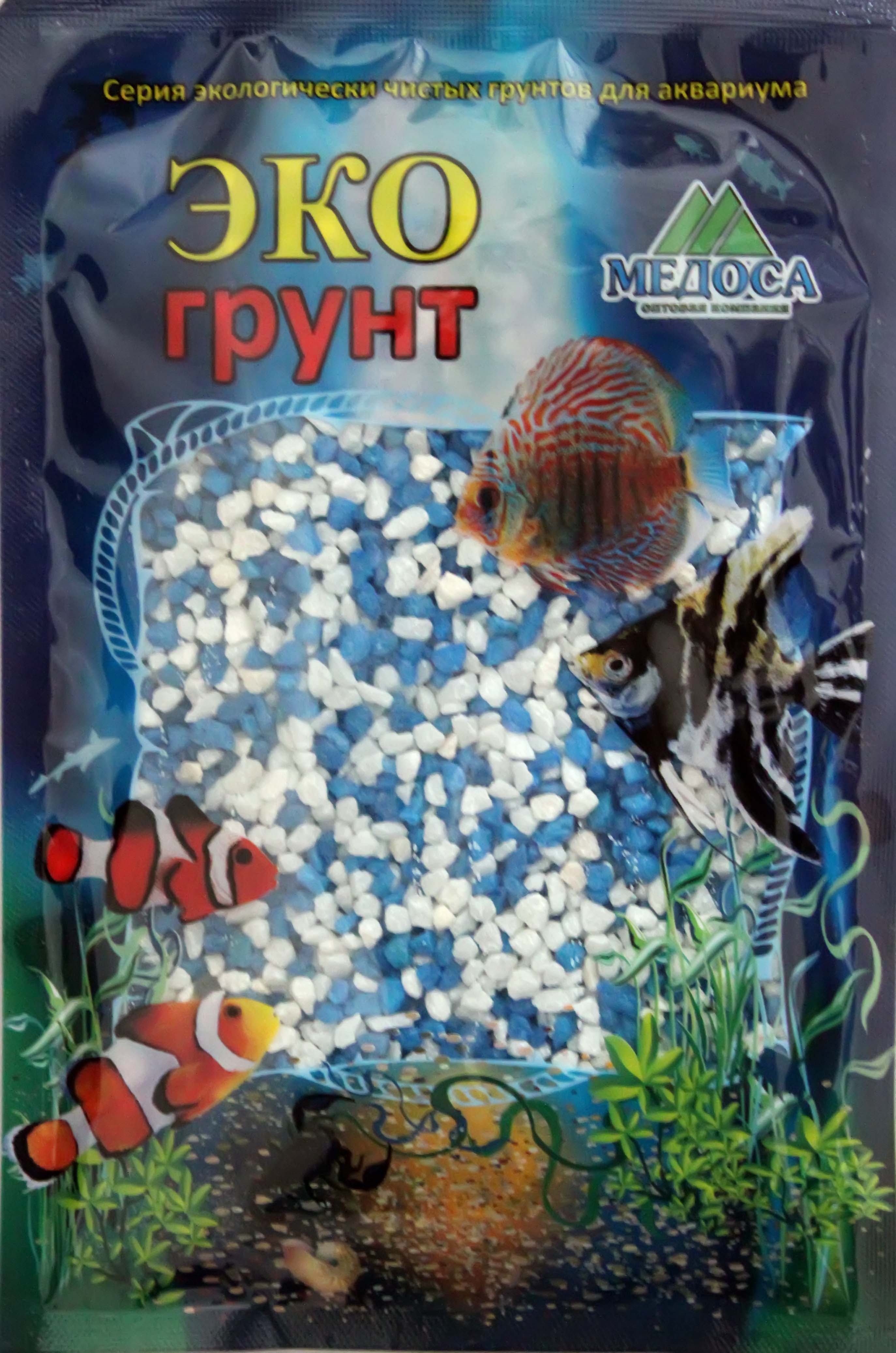 Цветная мраморная крошка 2-5 мм БЕЛО-ГОЛУБАЯ (блестящая)