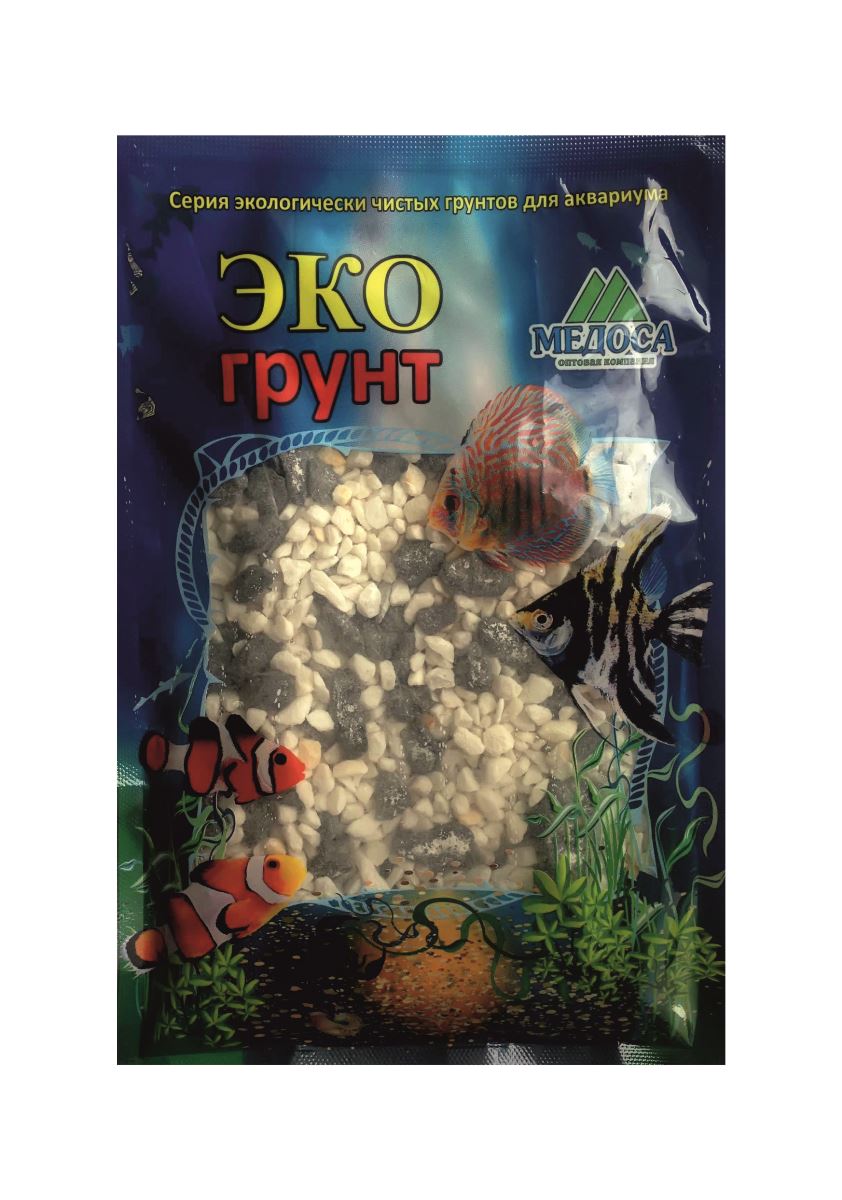 Цветная мраморная крошка 2-5 мм ЧЁРНО/БЕЛАЯ (блестящая)