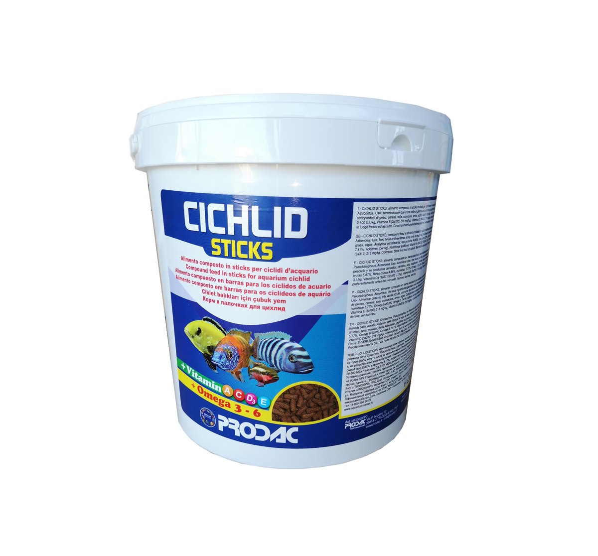 PRODAC корм CICHLID STICKS в ведре