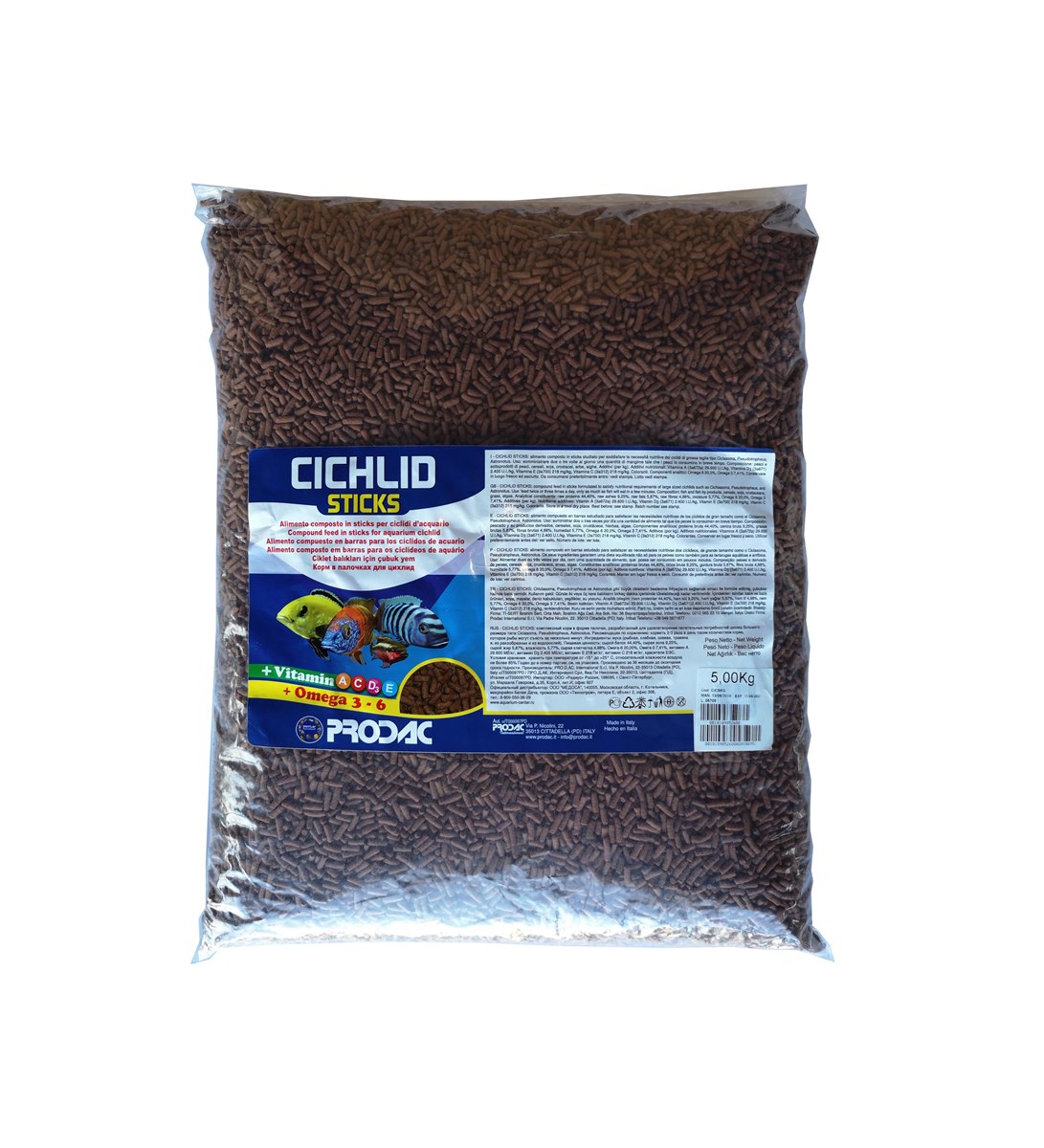 PRODAC корм CICHLID STICKS мешок 5кг PRODAC корм CICHLID STICKS мешок 5кг